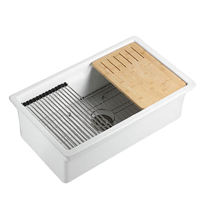 LUKKA VORONA INSET AND UNDERMOUNT FIRECLAY SINK GLOSS WHITE 813MM
