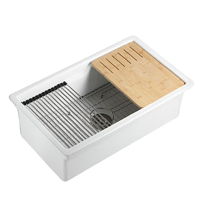 LUKKA VORONA INSET AND UNDERMOUNT FIRECLAY SINK GLOSS WHITE 813MM