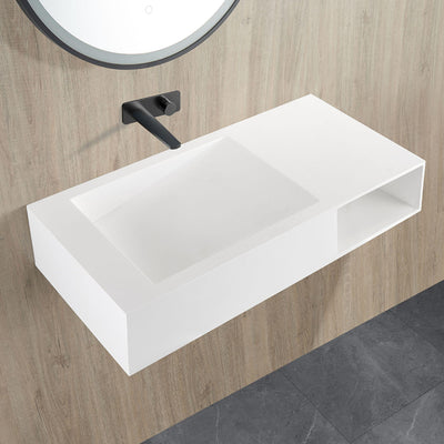 LUKKA CRETE WALL HUNG BASIN MATTE WHITE 1000MM