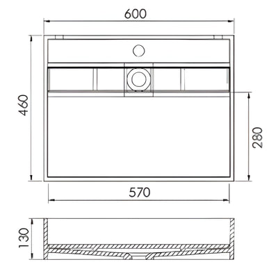 LUKKA CRETE WALL HUNG BASIN MATTE WHITE 460MM