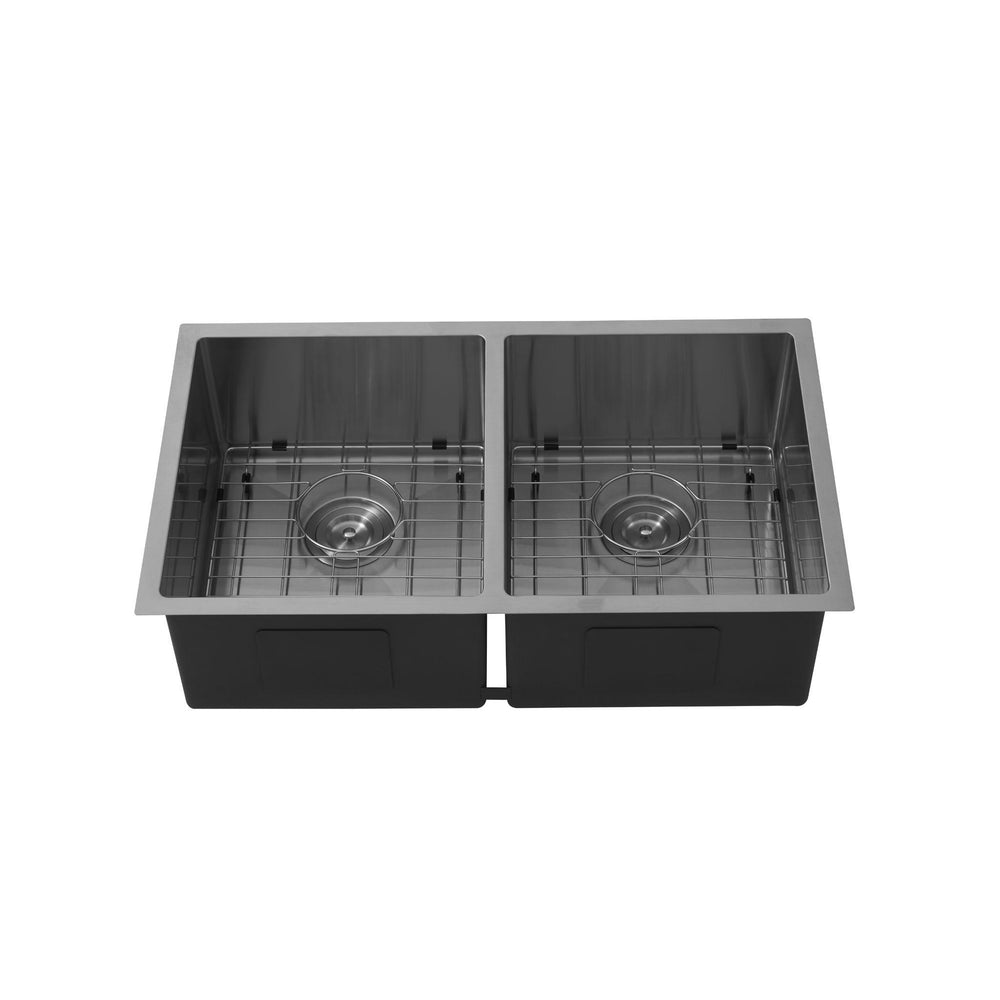 LUKKA KLIFF HAND MADE PVD STAINLESS STEEL DOUBLE BOWL UNDERMOUNT KITCHEN SINK GUN METAL (MULTIPLE SIZES AVAILABLE)