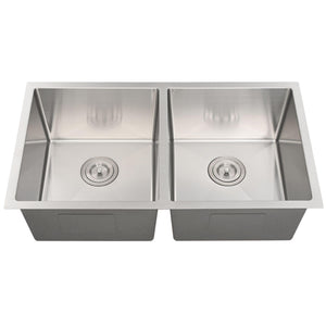 LUKKA KLIFF HAND MADE STAINLESS STEEL DOUBLE BOWL UNDERMOUNT KITCHEN SINK 775MM