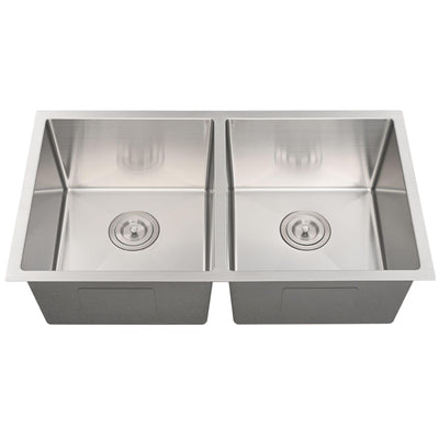 LUKKA KLIFF HAND MADE STAINLESS STEEL DOUBLE BOWL UNDERMOUNT KITCHEN SINK 775MM