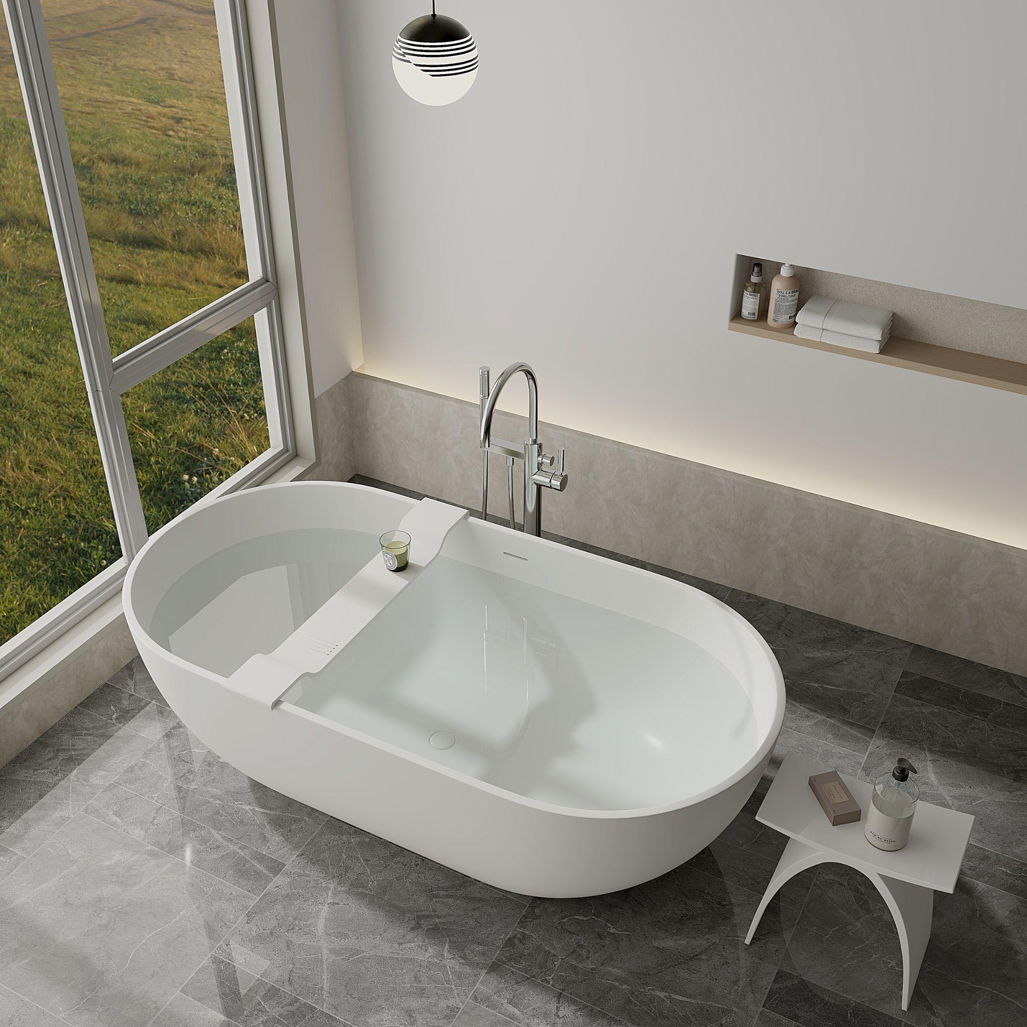 LUKKA KIRRA FREESTANDING BATHTUB MATTE WHITE (AVAILABLE IN 1400MM, 1500MM AND 1700MM)
