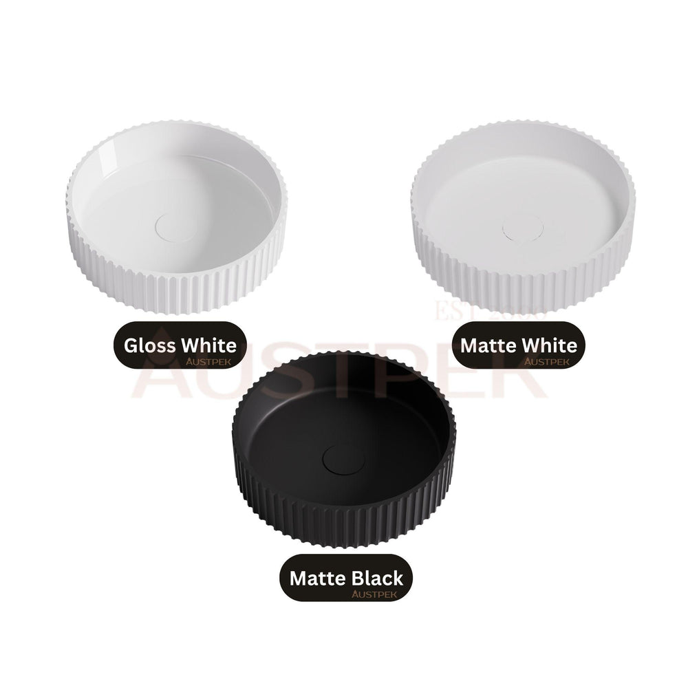 LUKKA OLLEY FLUTED ABOVE COUNTER BASIN MATTE BLACK 400MM