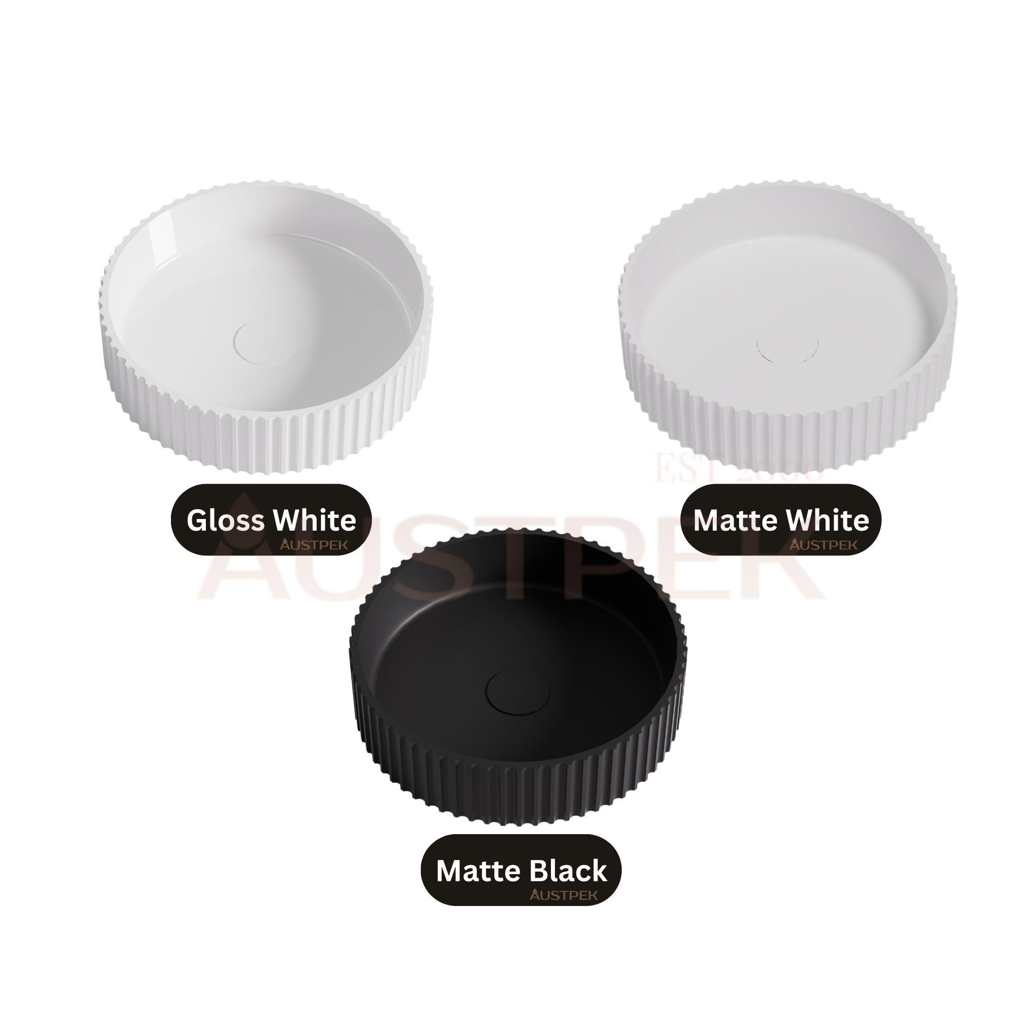 LUKKA OLLEY FLUTED ABOVE COUNTER BASIN MATTE BLACK 400MM