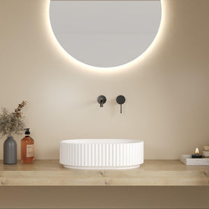 LUKKA ELLIPS FLUTED ABOVE COUNTER BASIN GLOSS WHITE 480MM