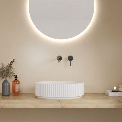LUKKA ELLIPS FLUTED ABOVE COUNTER BASIN MATTE WHITE 480MM