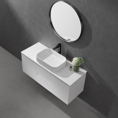LUKKA JAPSER FLUTED ABOVE COUNTER BASIN MATTE WHITE 500MM