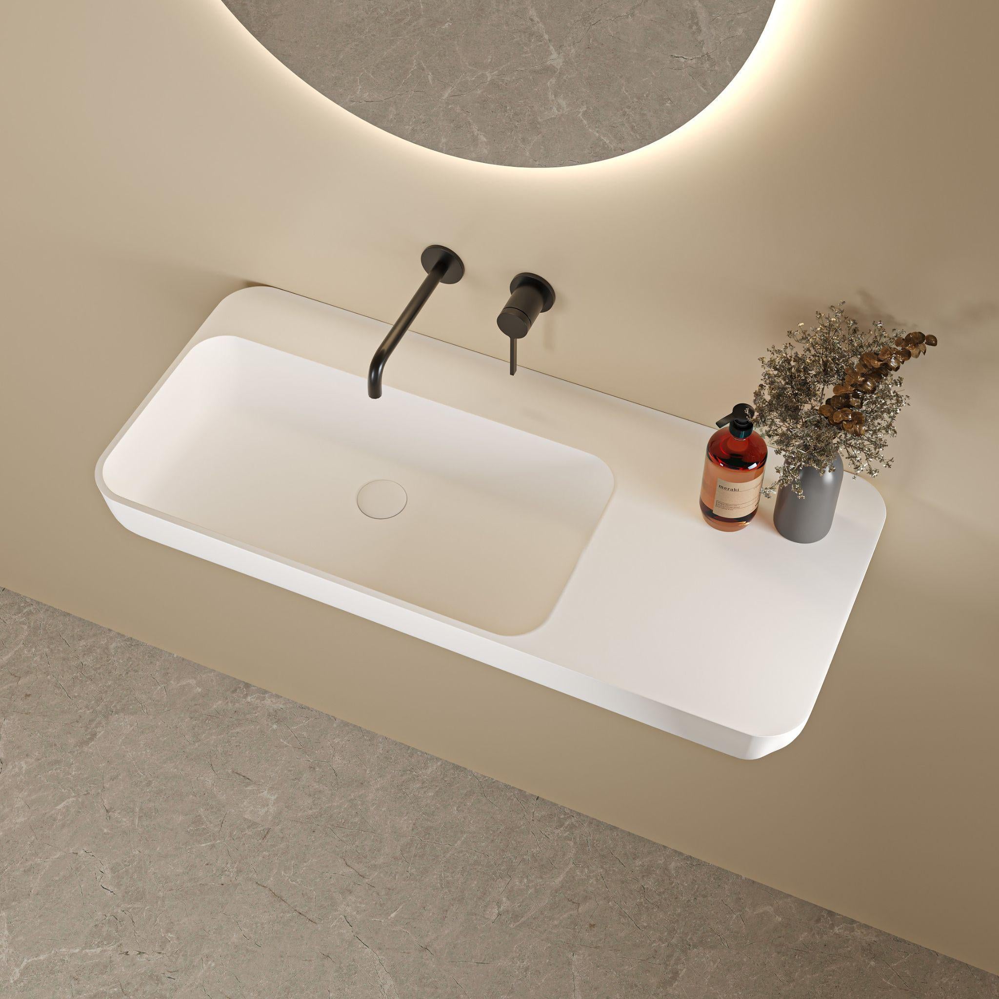 LUKKA ROCCIA WALL HUNG BASIN MATTE WHITE 900MM