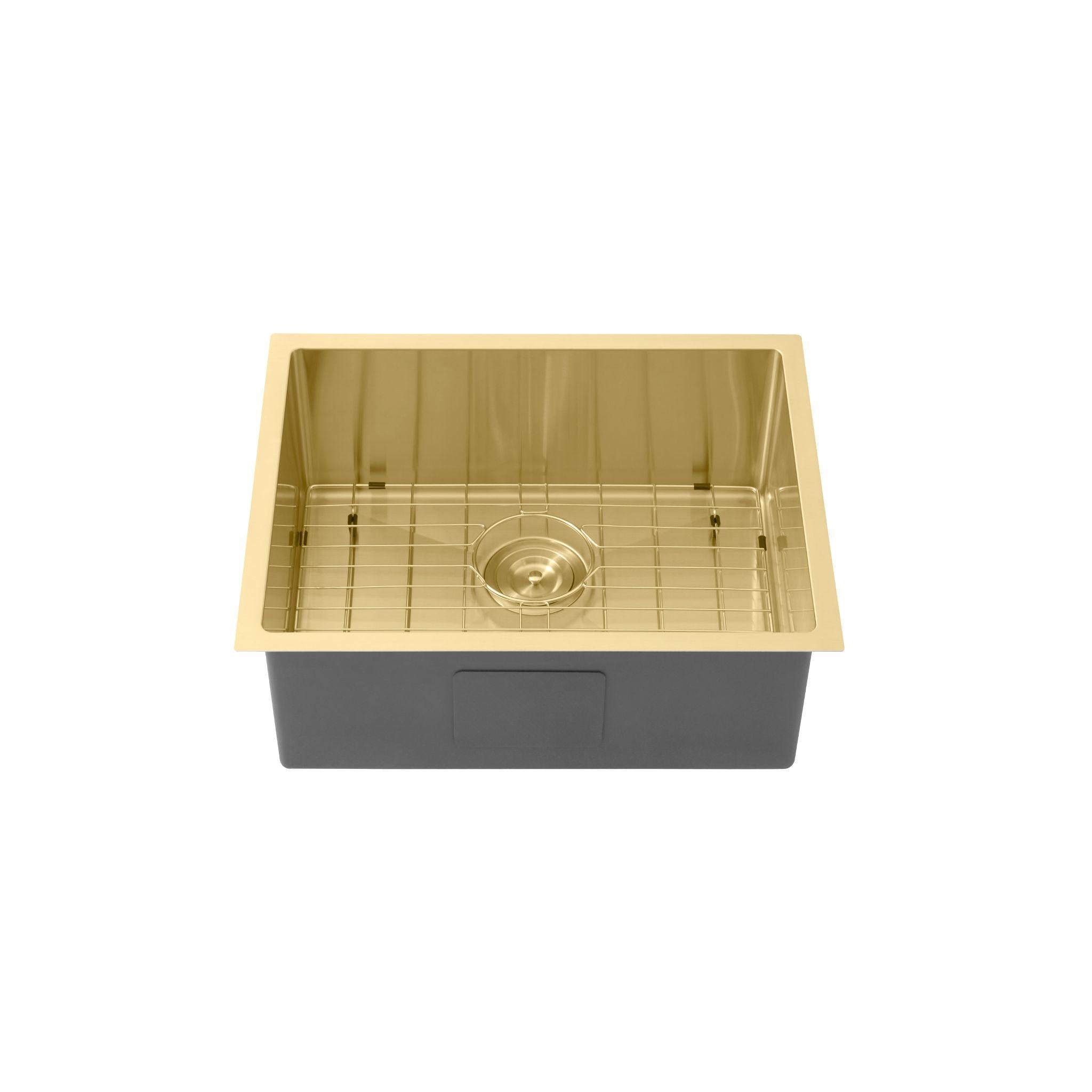 LUKKA KLIFF HAND MADE PVD STAINLESS STEEL SINGLE BOWL UNDERMOUNT KITCHEN SINK BRUSHED GOLD (MULTIPLE SIZES AVAILABLE)