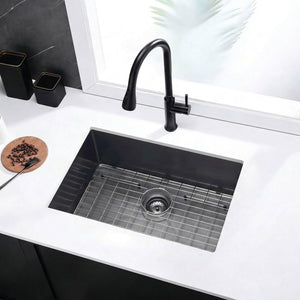 LUKKA KLIFF HAND MADE PVD STAINLESS STEEL SINGLE BOWL UNDERMOUNT KITCHEN SINK GUN METAL (MULTIPLE SIZES AVAILABLE)