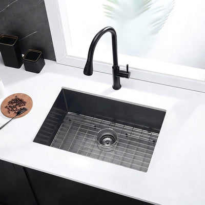 LUKKA KLIFF HAND MADE PVD STAINLESS STEEL SINGLE BOWL UNDERMOUNT KITCHEN SINK GUN METAL (MULTIPLE SIZES AVAILABLE)