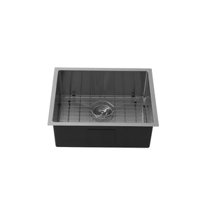 LUKKA KLIFF HAND MADE PVD STAINLESS STEEL SINGLE BOWL UNDERMOUNT KITCHEN SINK GUN METAL (MULTIPLE SIZES AVAILABLE)