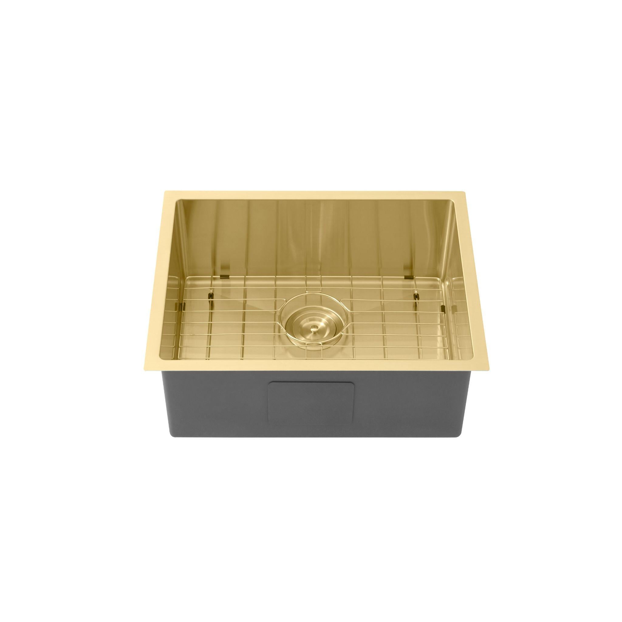 LUKKA KLIFF HAND MADE PVD STAINLESS STEEL SINGLE BOWL UNDERMOUNT KITCHEN SINK BRUSHED BRASS (MULTIPLE SIZES AVAILABLE)