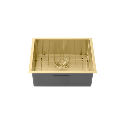 LUKKA KLIFF HAND MADE PVD STAINLESS STEEL SINGLE BOWL UNDERMOUNT KITCHEN SINK BRUSHED BRASS (MULTIPLE SIZES AVAILABLE)