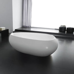 LUKKA VOGA FREESTANDING BATHTUB OVERFLOW GLOSS WHITE 1800MM