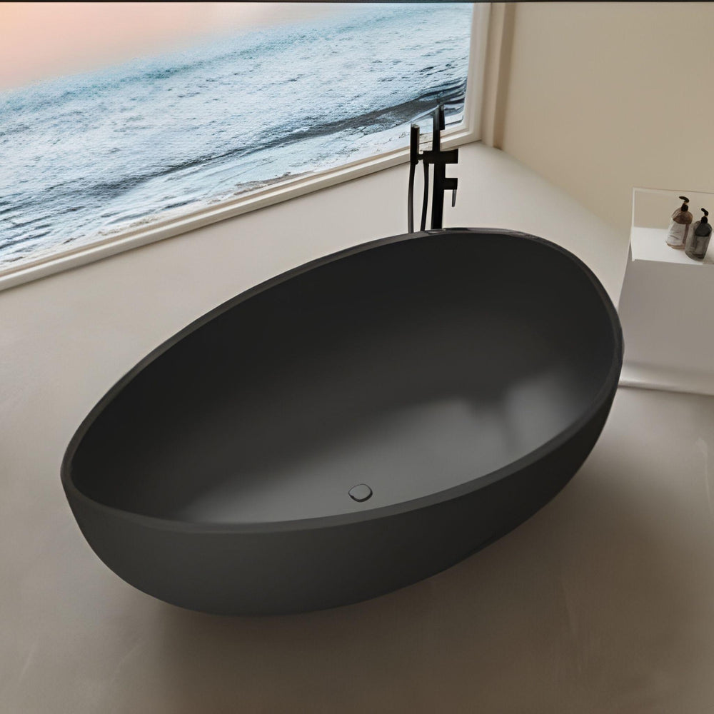LUKKA WAVERTON FREESTANDING BATHTUB OVERFLOW MATTE BLACK 1800MM