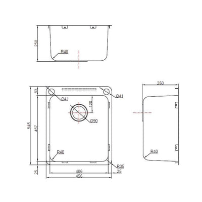 SCHOCK SINGLE BOWL LAUNDRY SINK WITH DUAL BYPASS STAINLESS STEEL 456MM