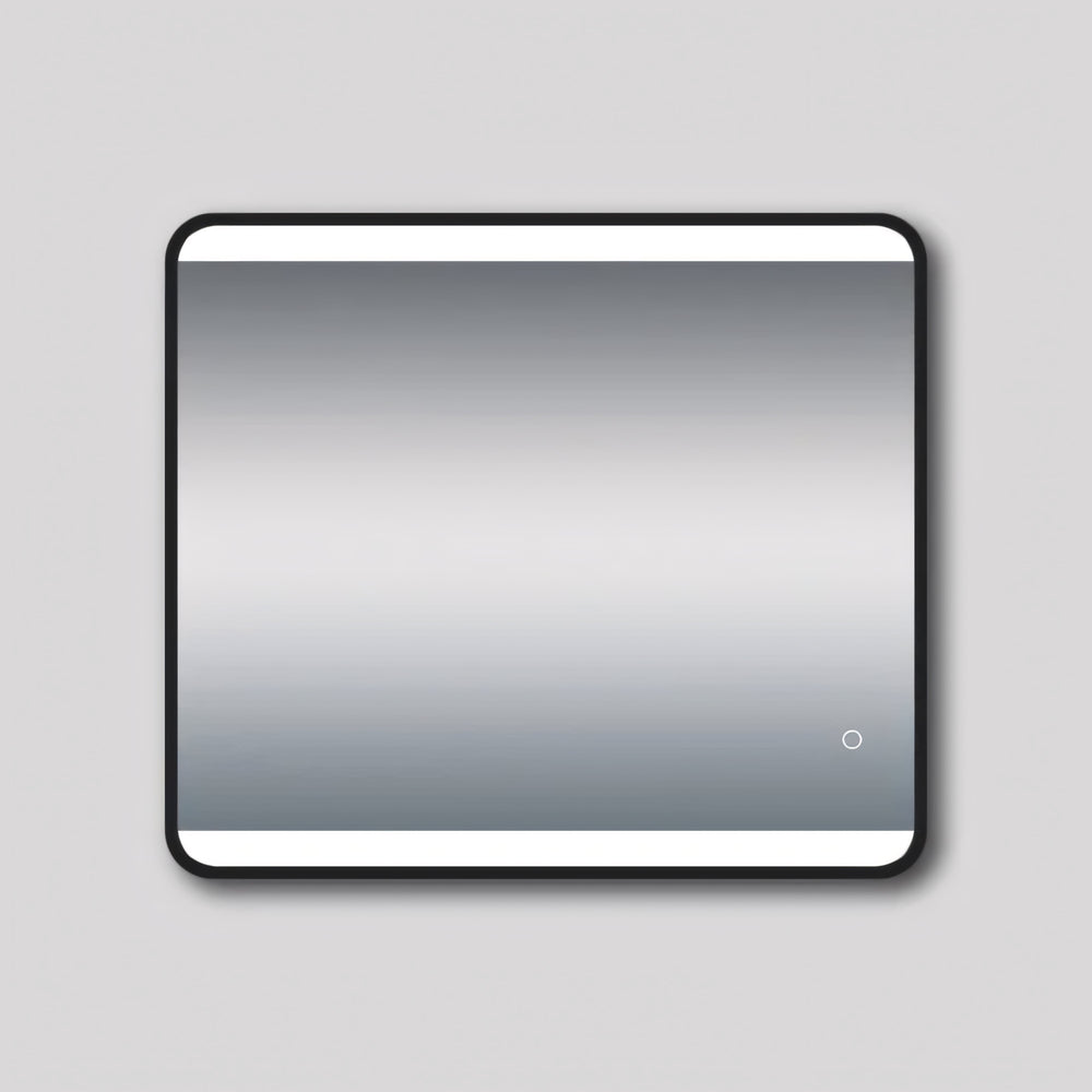AQUAPERLA RECTANGULAR FRAMED LED MIRROR 3 COLOUR LIGHTS BLACK 800X700MM