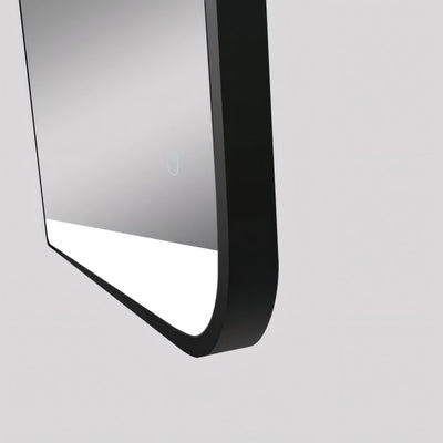 AQUAPERLA RECTANGULAR FRAMED LED MIRROR 3 COLOUR LIGHTS BLACK 800X700MM