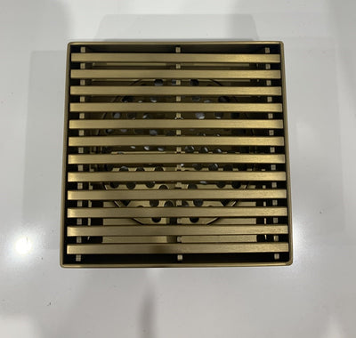 AQUAPERLA GRILL FLOOR DRAIN BRUSHED BRASS 115MM