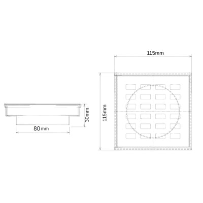 AQUAPERLA GRILL FLOOR DRAIN BRUSHED BRASS 115MM