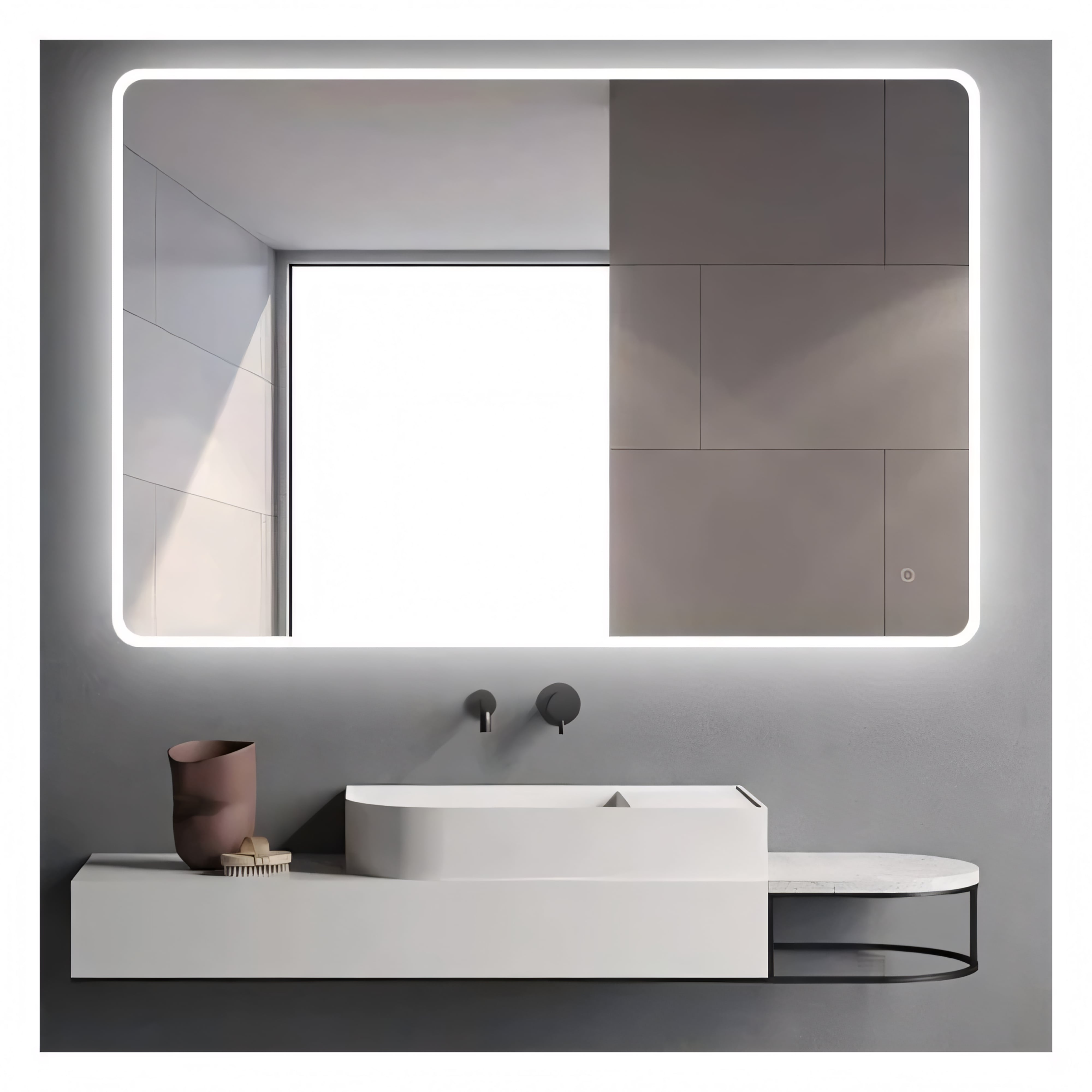 AQUAPERLA RECTANGULAR ACRYLIC LED MIRROR 3 COLOUR LIGHTS CHROME 1200X800MM