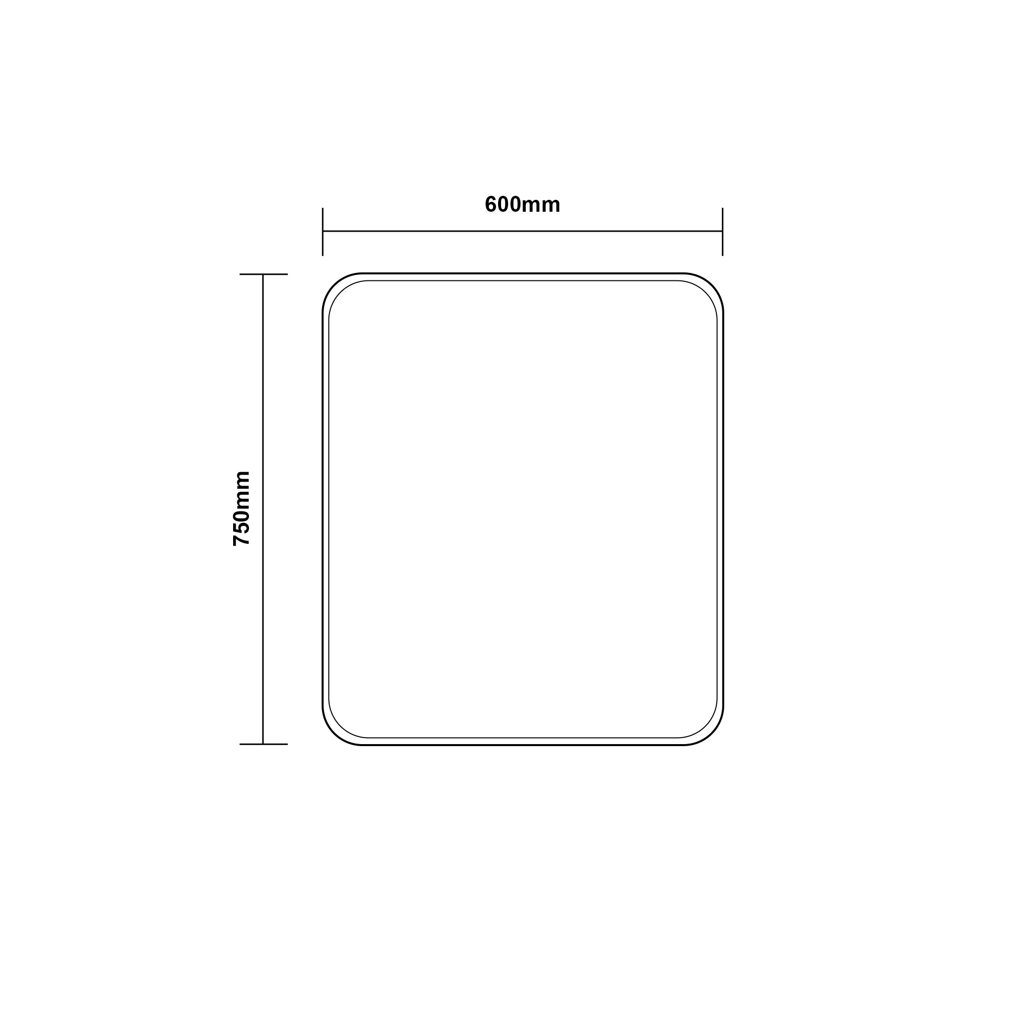 AQUAPERLA RECTANGULAR ACRYLIC LED MIRROR 3 COLOUR LIGHTS CHROME 600X750MM