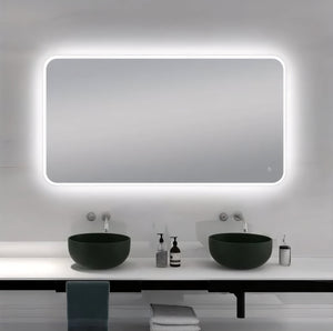AQUAPERLA RECTANGULAR ACRYLIC BACKLIT LED MIRROR 3 COLOUR LIGHTS CHROME 1500X800MM