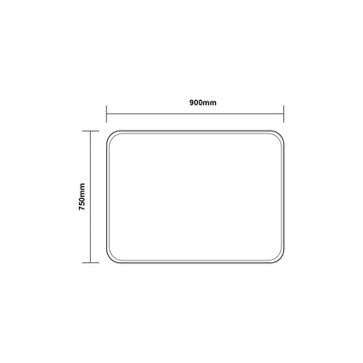 AQUAPERLA CURVED RIM RECTANGULAR 3 COLOR LED 900X750MM