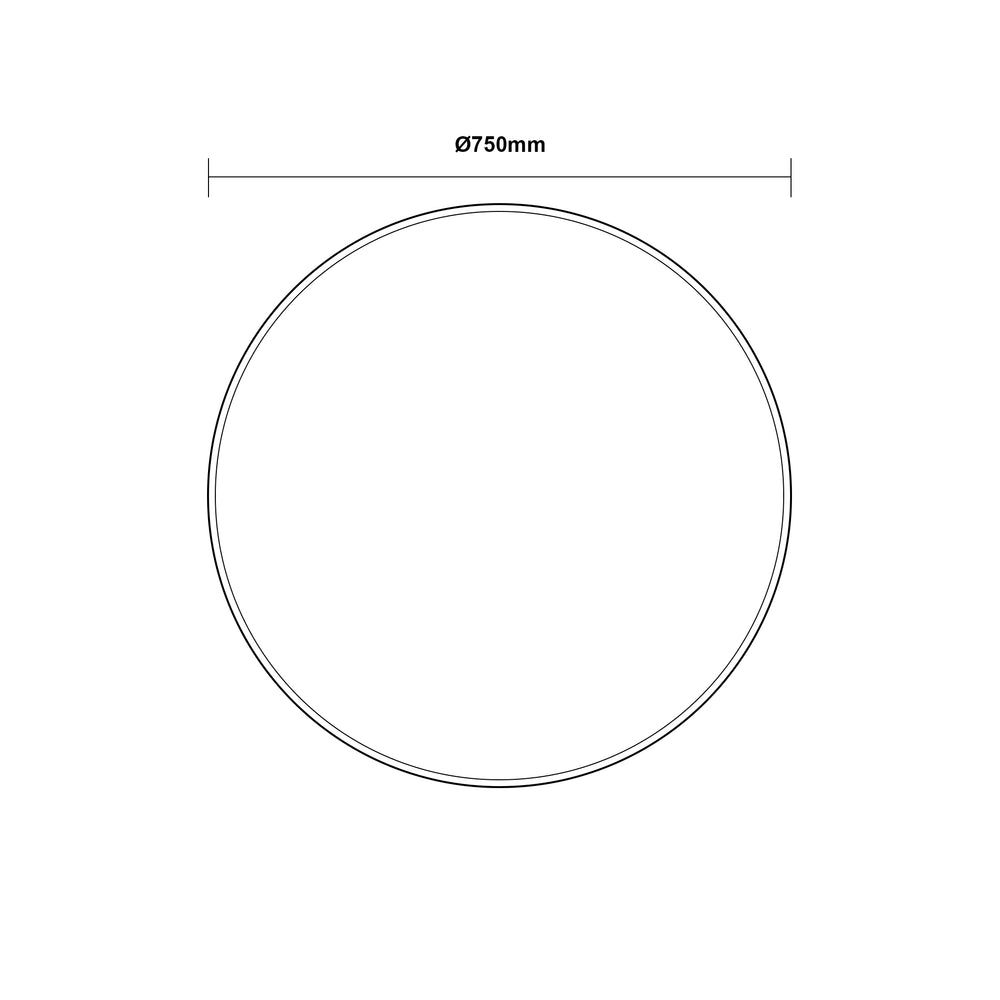 AQUAPERLA ROUND ACRYLIC LED MIRROR 3 COLOUR LIGHTS CHROME 750MM