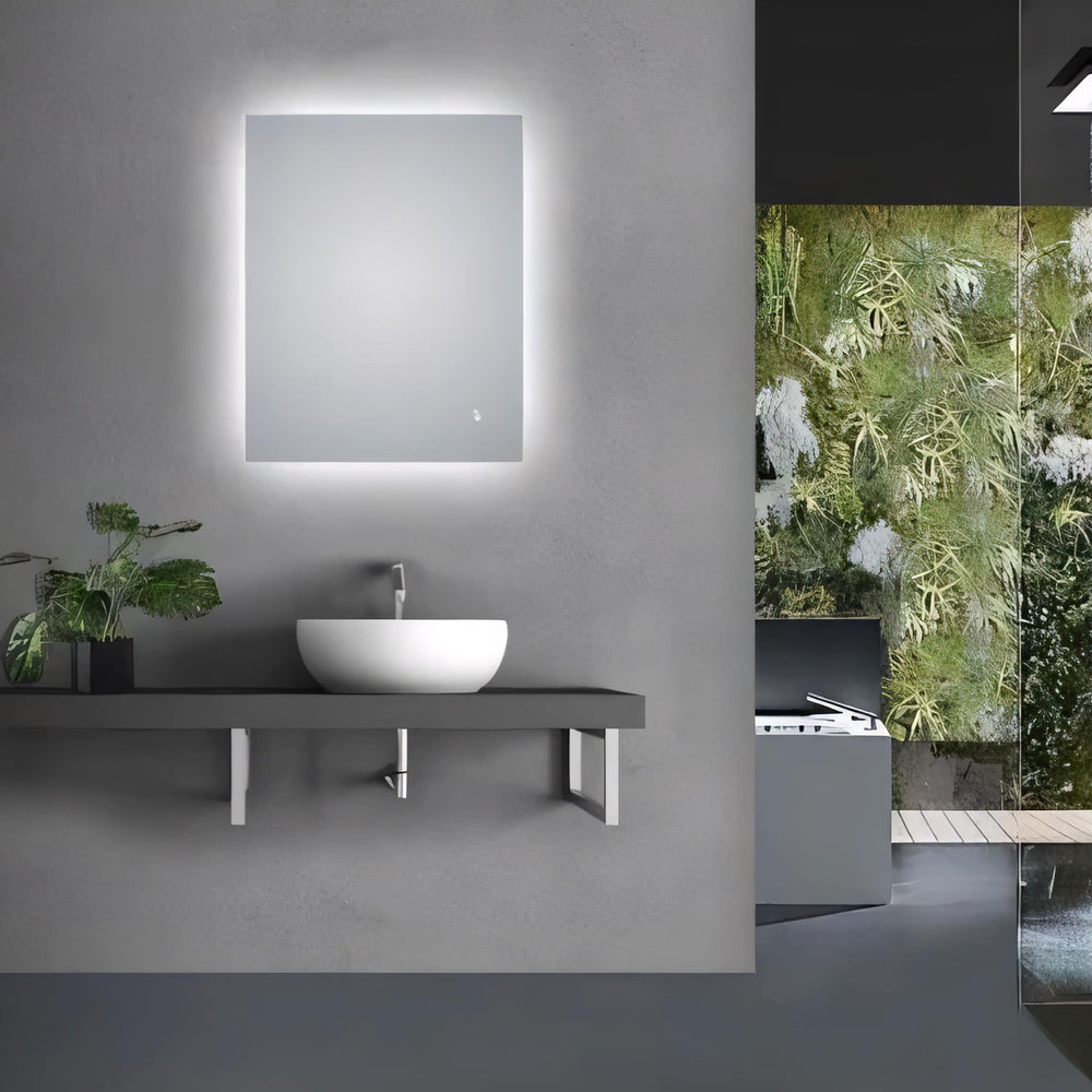 AQUAPERLA RECTANGULAR LED MIRROR 3 COLOUR LIGHTS CHROME 600X750MM