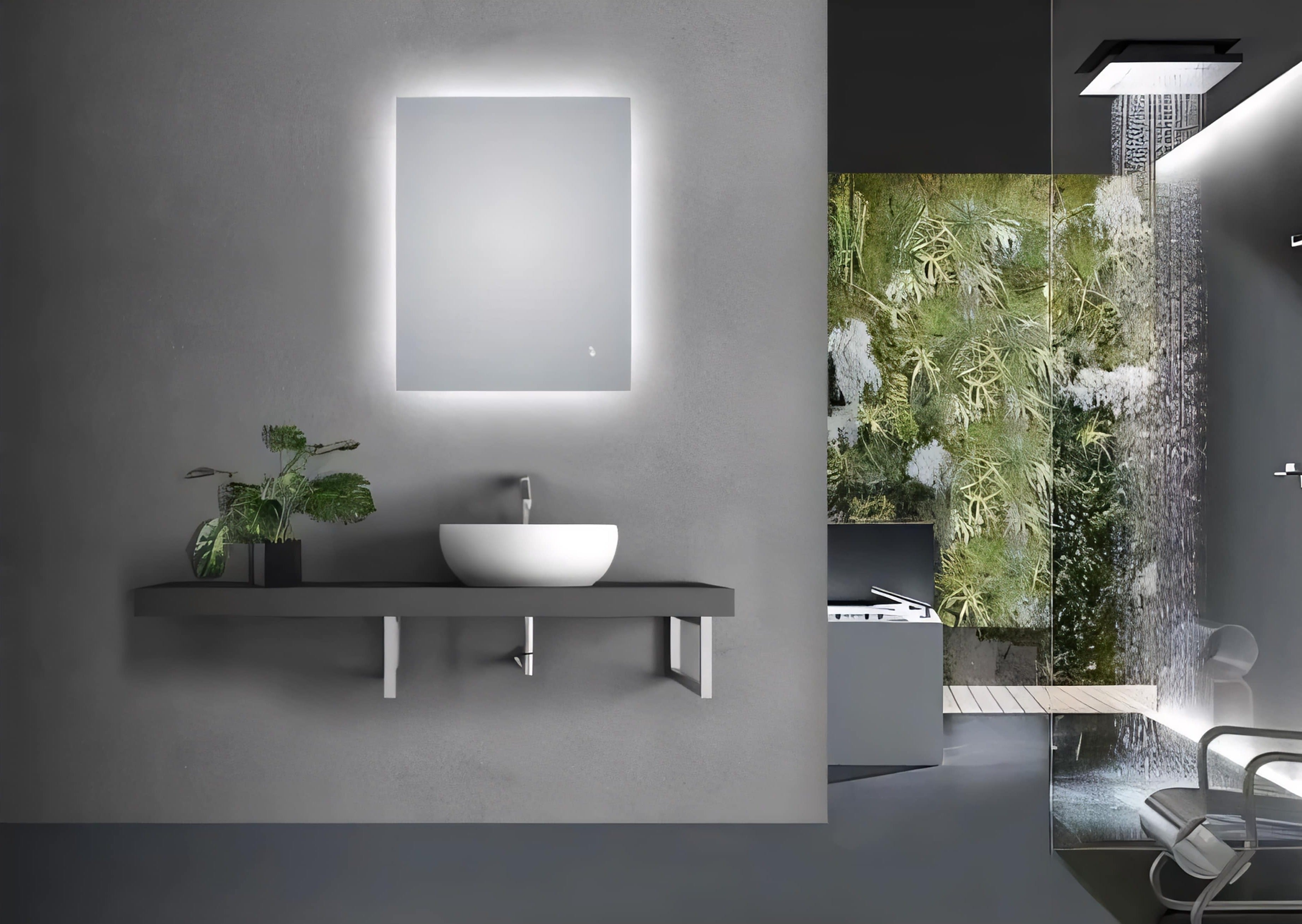 AQUAPERLA RECTANGULAR LED MIRROR 3 COLOUR LIGHTS CHROME 600X750MM