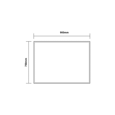 AQUAPERLA RECTANGULAR LED MIRROR 3 COLOUR LIGHTS CHROME 900X750MM