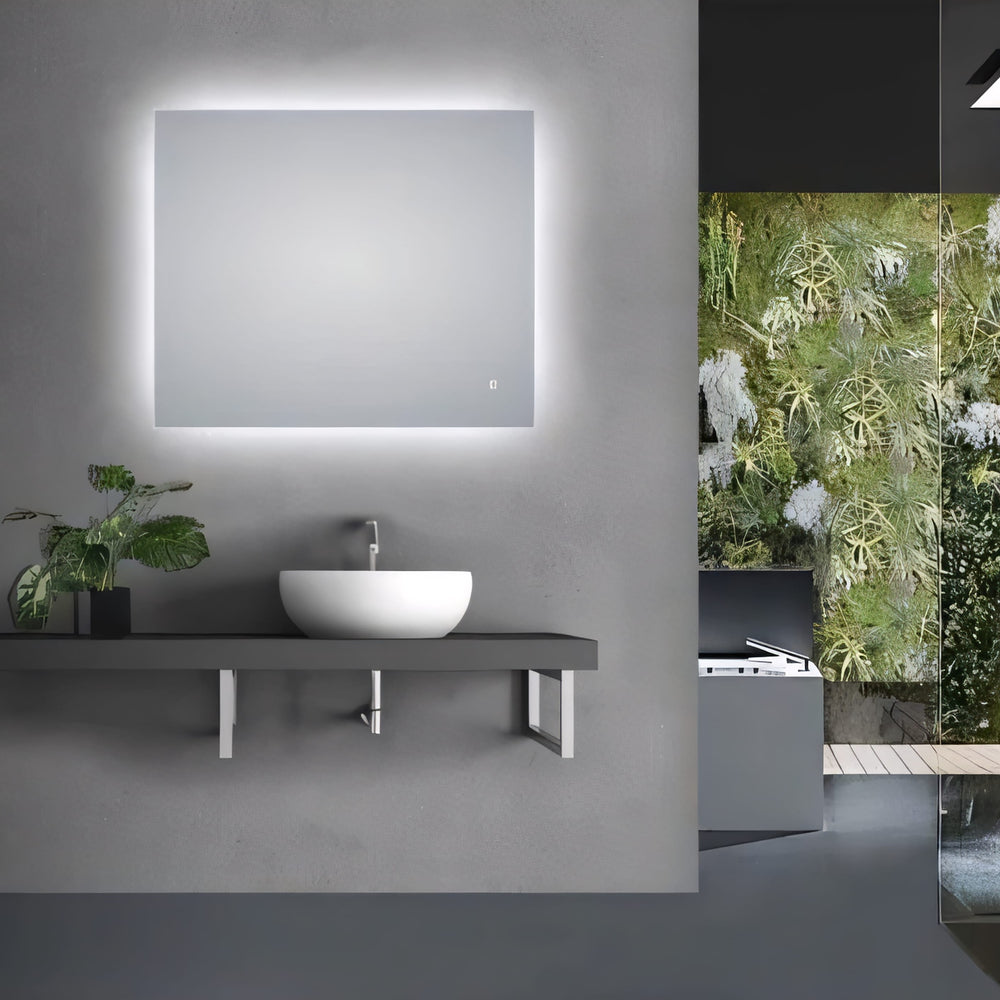 AQUAPERLA RECTANGULAR LED MIRROR 3 COLOUR LIGHTS CHROME 900X750MM