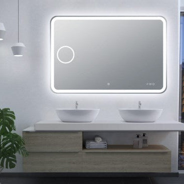 AQUAPERLA RECTANGULAR BACKLIT LED MIRROR 3 COLOUR LIGHTS CHROME 1500X800MM