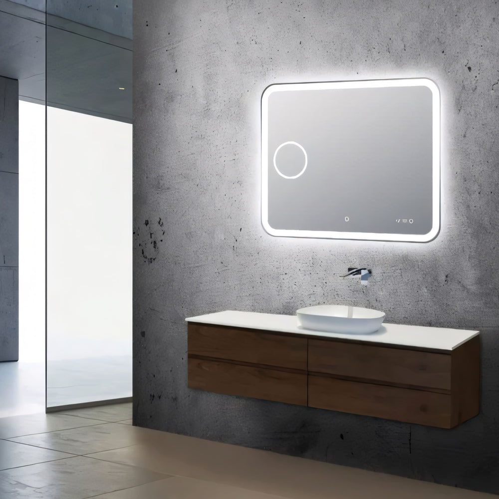 AQUAPERLA RECTANGULAR LED MIRROR 3 COLOUR LIGHTS CHROME 900X750MM