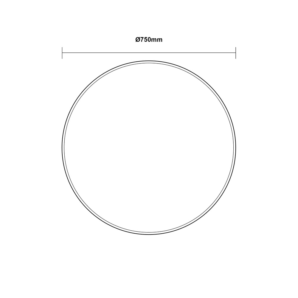 AQUAPERLA ROUND ACRYLIC BACKLIT LED MIRROR 3 COLOUR LIGHTS SILVER 750MM