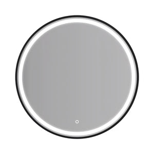 AQUAPERLA ROUND FRAMED LED MIRROR 3 COLOUR LIGHTS BLACK 750MM
