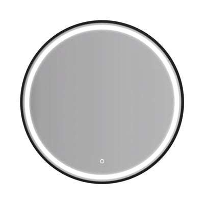 AQUAPERLA ROUND FRAMED LED MIRROR 3 COLOUR LIGHTS BLACK 750MM