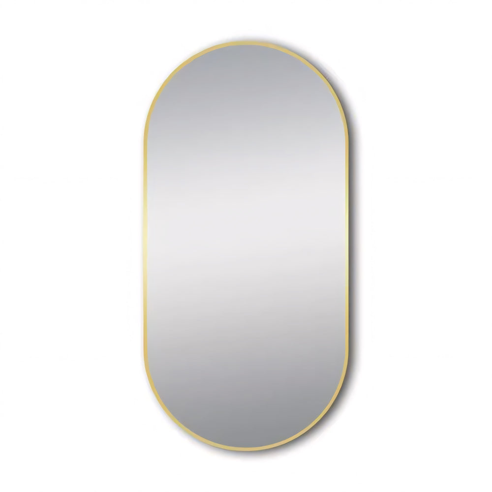 AQUAPERLA OVAL FRAMED LED MIRROR MATTE BRUSHED GOLD 500X1000MM