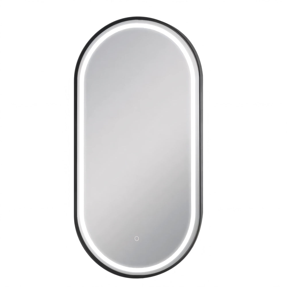 AQUAPERLA OVAL NON LUMINOUS FRAMED LED MIRROR MATTE BLACK 500X1000MM