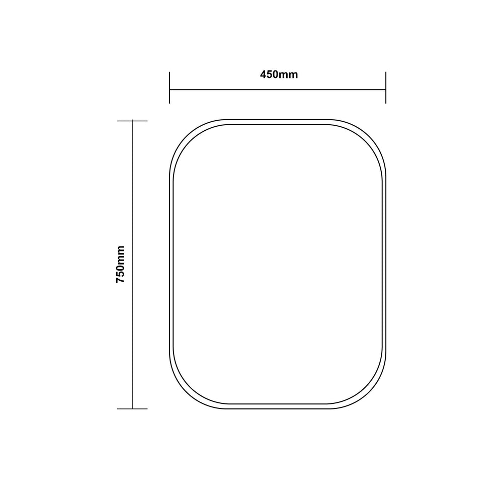 AQUAPERLA RECTANGULAR NON LUMINUS FRAMED MIRROR MATTE BLACK 450X750MM