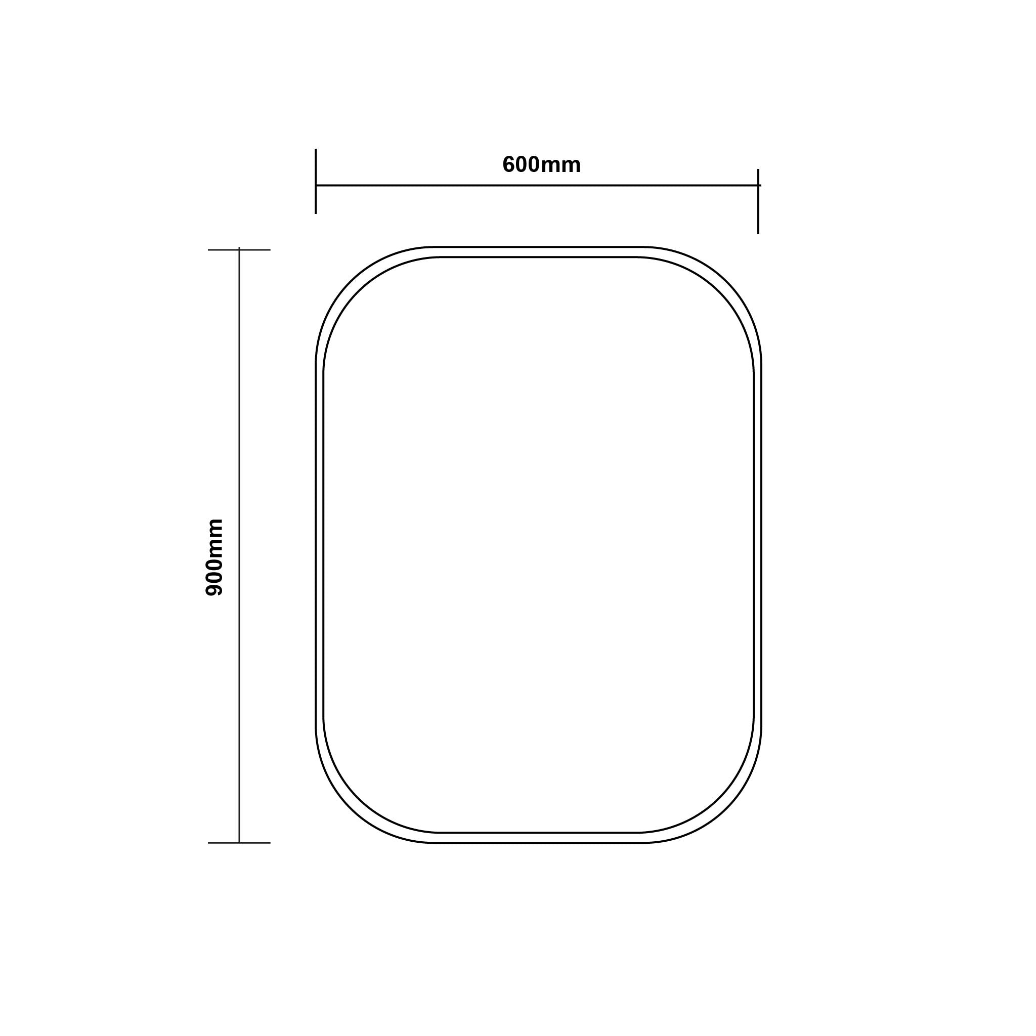 AQUAPERLA RECTANGULAR NON LUMINUS FRAMED MIRROR MATTE BLACK 600X900MM