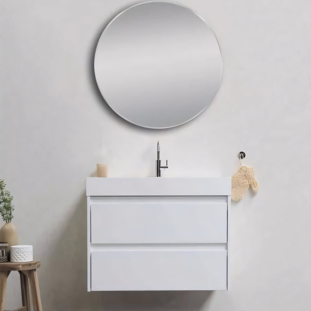 AQUAPERLA ROUND NON LUMINOUS FRAMED MIRROR BRUSHED NICKEL 700MM