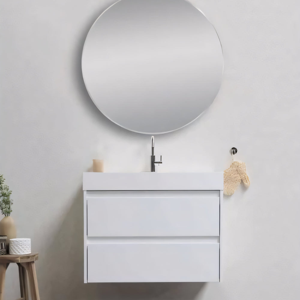 AQUAPERLA ROUND NON LUMINOUS FRAMED MIRROR BRUSHED NICKEL 800MM