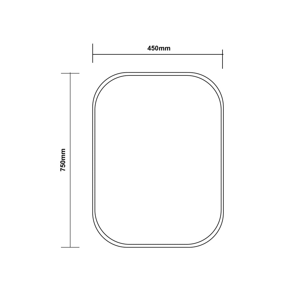AQUAPERLA RECTANGULAR NON LUMINUS FRAMED MIRROR BRUSHED NICKEL 450X750MM