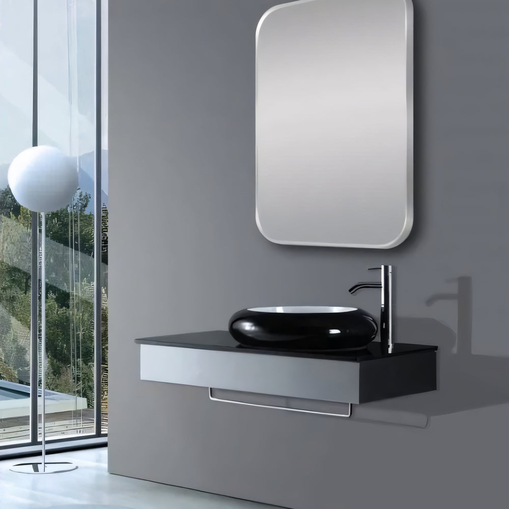 AQUAPERLA RECTANGULAR NON LUMINUS FRAMED MIRROR BRUSHED NICKEL 600X900MM