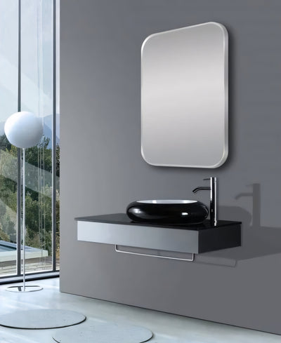AQUAPERLA RECTANGULAR NON LUMINUS FRAMED MIRROR BRUSHED NICKEL 600X900MM